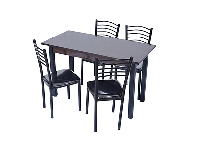 Compact Wooden Dining Table 4 Seater With Steel chairs