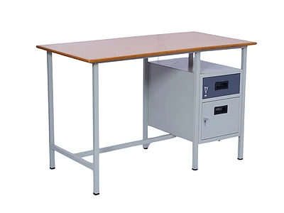 Image of Steel Office Table with Storage Cabinets - 1