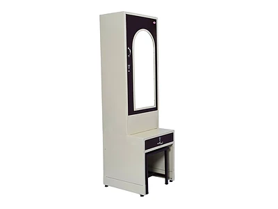 Image of Modern Steel Dressing Table with Mirror and Stool and Storage - 1