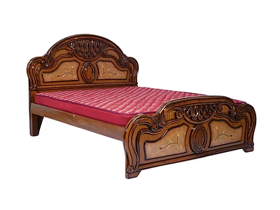 Wooden Cot with Design Carving