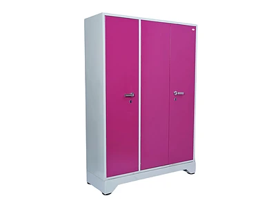 Image of Pink Three-Door Steel Wardrobe - 1