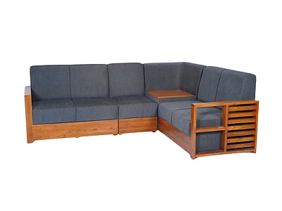 L-shaped Teak Wood Corner Sofa 5-seater CS8