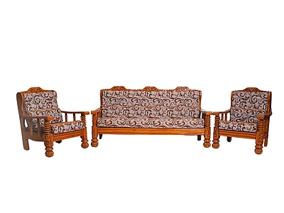 Image of Teakwood Sofa 5 Seater With Soft Cushion - 1